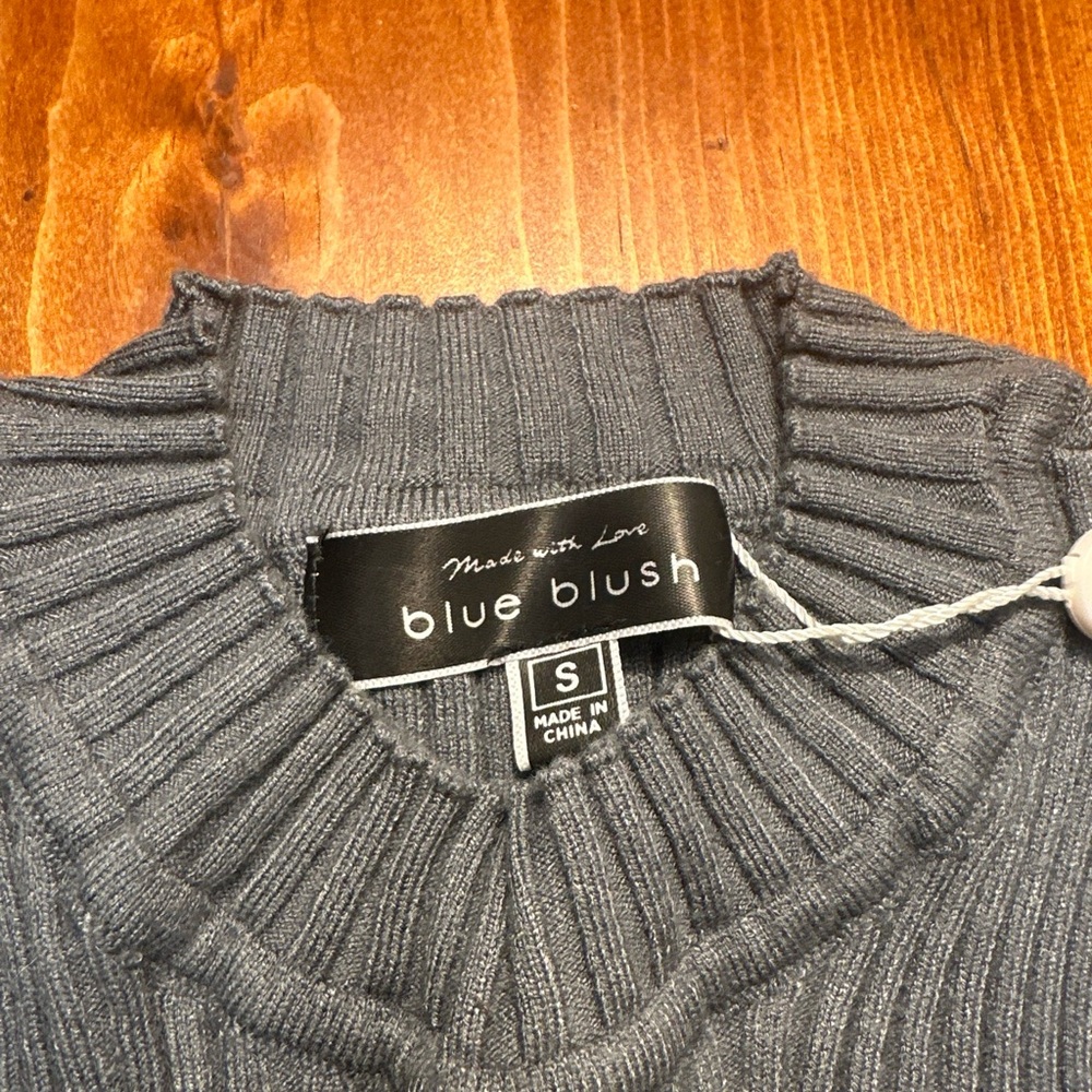 NWT Blue Blush Open Bodice Pullover Viscose Sweater Bohme Blue Gray Sz S Bolero - Picture 4 of 14